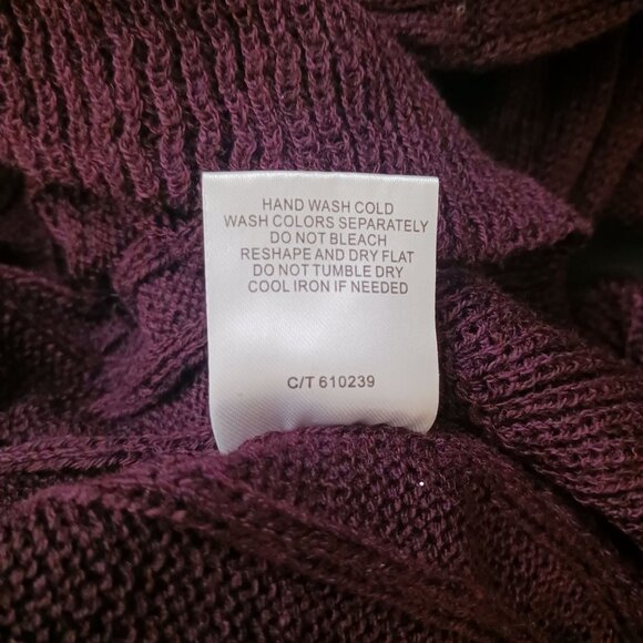 NEW Taylor Petites Cable Knit Ruffled Mini Sweaterdress, Large Petite, Fig - Picture 11 of 14